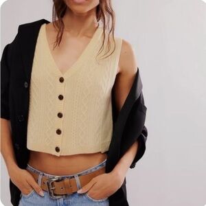 Beatrice Cashmere Button-Up Vest by Free People size M, looks like an XS Cream